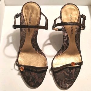 BCBGMaxAzria Brown Leather Orange Crystal Sandals